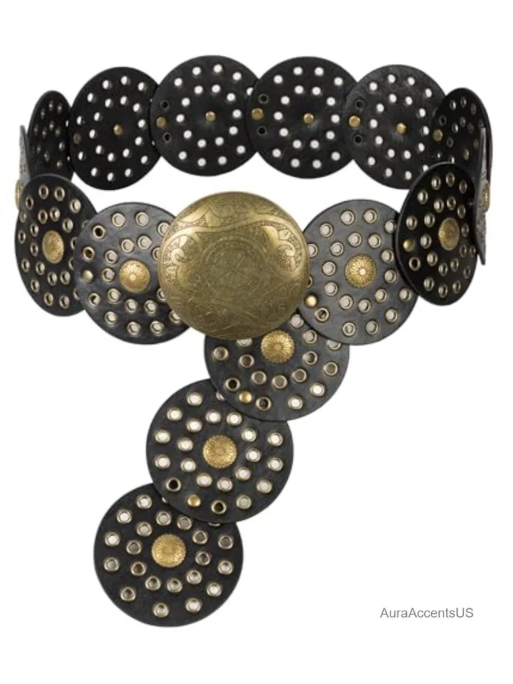 Wide PU Leather Western Belt Concho Disc for Women